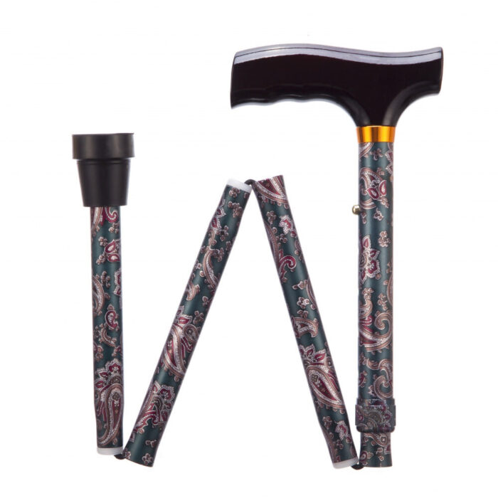 Folding Adjustable Walking Sticks - Paisley